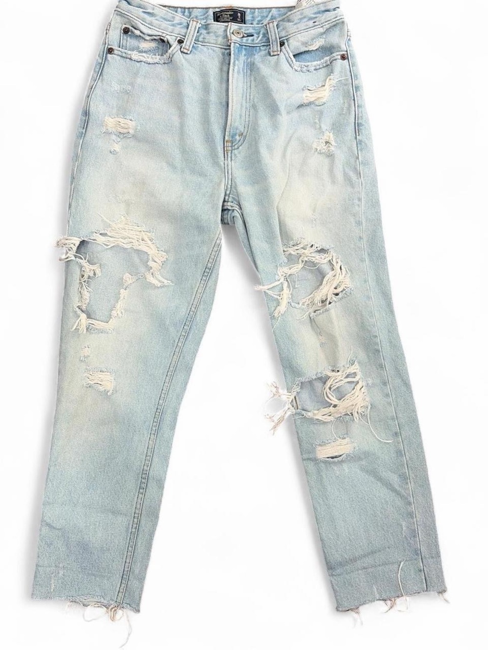 Abercrombie & Fitch Light Blue Distressed Boyfriend Jeans